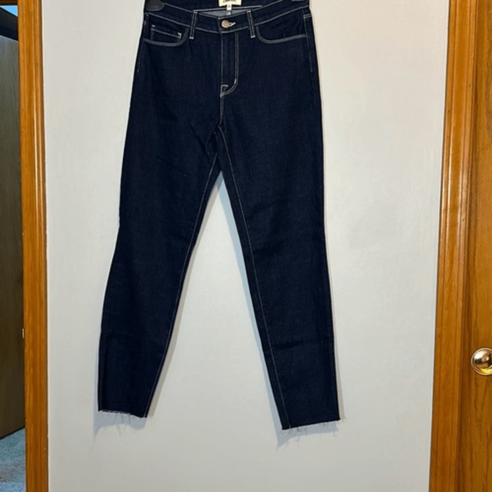 LAGENCE El Matador Dark Wash High Rise Raw Hem ankle Jeans Size 25
